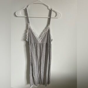 Cupshe Gray Chemise with White Lace Trim